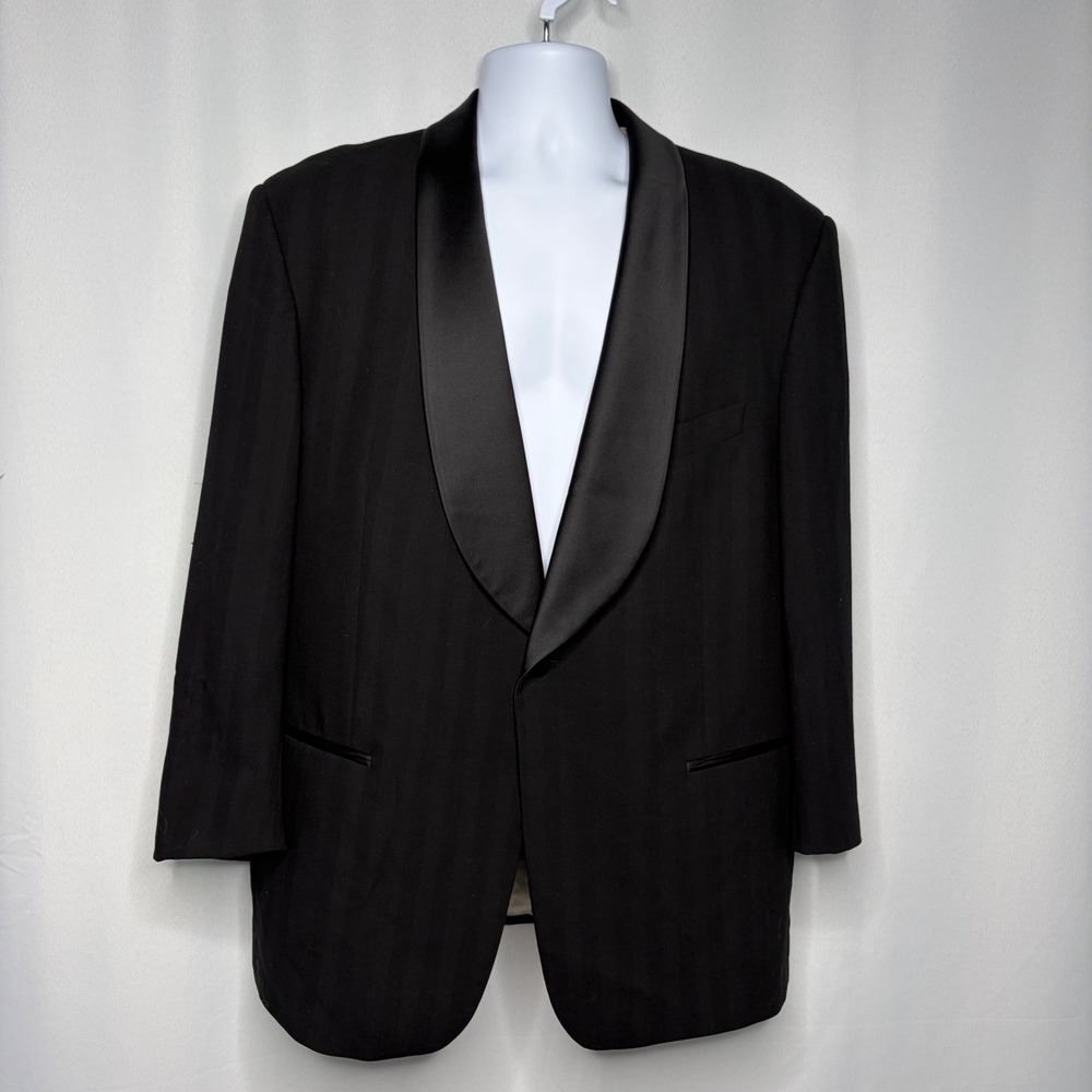 Tallia Uomo Mens 44 Regular Black Worsted Wool Shawl Lapel Tuxedo Jacket Savoia